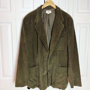 Vintage J. Crew Men’s Olive Green Corduroy Button Down Jacket Sport Coat